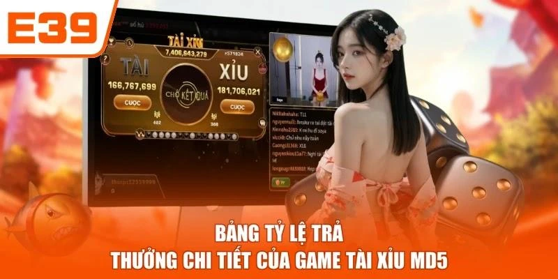 Bảng tỷ lệ trả thưởng chi tiết của game Tài xỉu MD5