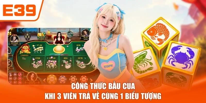 Công thức bầu cua khi 3 viên trả về cùng 1 biểu tượng
